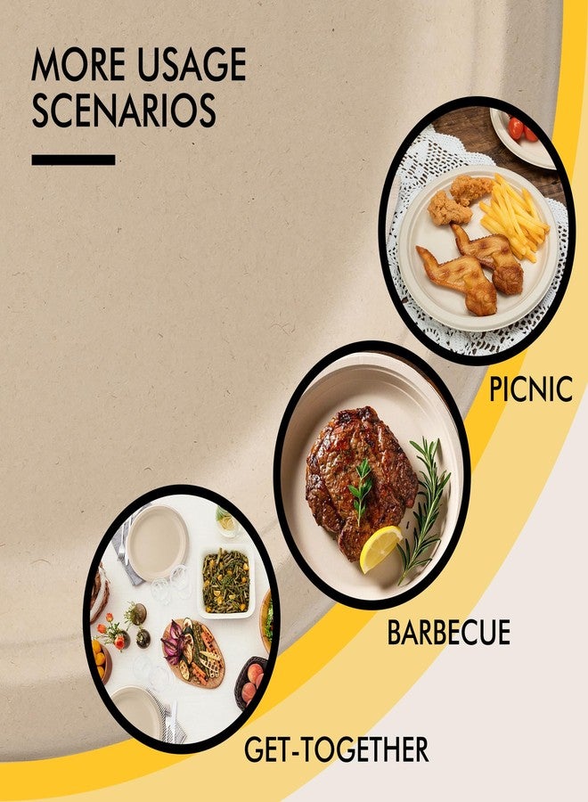 RACETOP Compostable Paper Plates 10 Inch [150 Pack], Disposable Biodegradable Heavy Duty Paper Plates, Made of Natural Sugarcane Fibers, Unbleached Brown, Round - Image 3