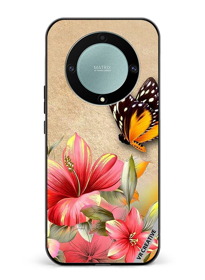 VR CREATIVE Protective Case Cover For Honor X9b Brown Butterfly On Flower Design Multicolour - Image 1