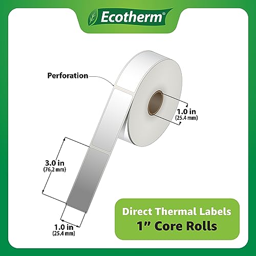 Ecotherm 2.25" x .75" Thermal Labels | 4 Rolls | 7120 Labels | fits Zebra, Munbyn, Rollo, Godex, Arkscan, iDPRT, Offnova Thermal Label Printers and More | Blank White Adhesive Stickers by Ecotherm - Image 3