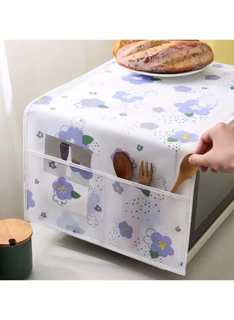 Microwave Oven Dustproof Cover With Storage Compartment Blue  - Image 2