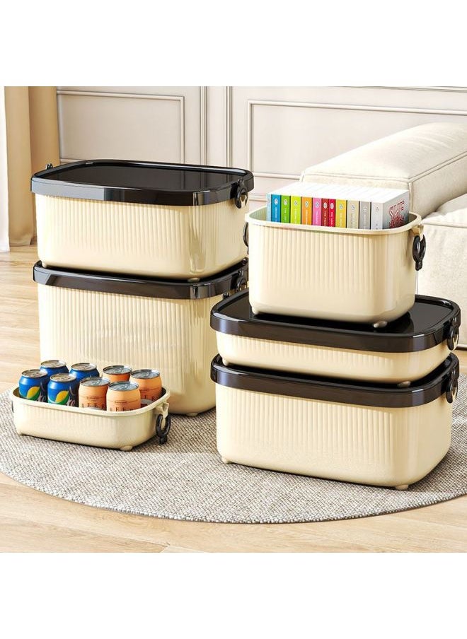 Multi-functional Storage Box Household Cosmetics Sundries Book Storage Box Rectangular Plastic Storage Finishing Box Ins-Specifications:Coffee Brown 4 Pack Medium And Tall Style-Color:Standard  - Image 3