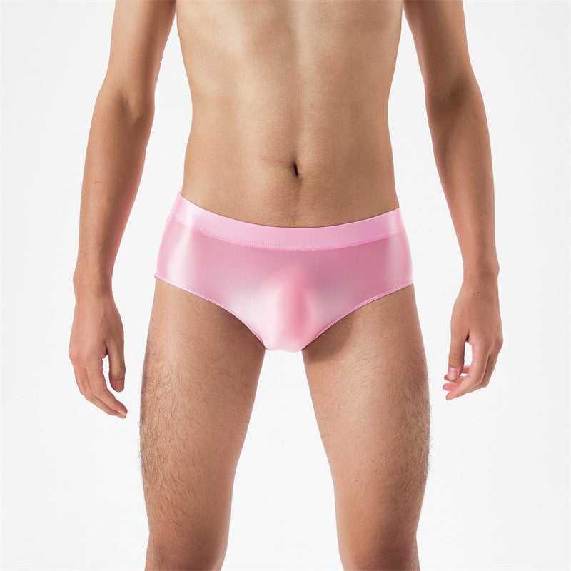 Crotch Seamless One-Piece Oil Bright Gloss Silky High Elastic Large Size Men'S And Women'S Briefs Underwear Transparent 7056 - Image 1
