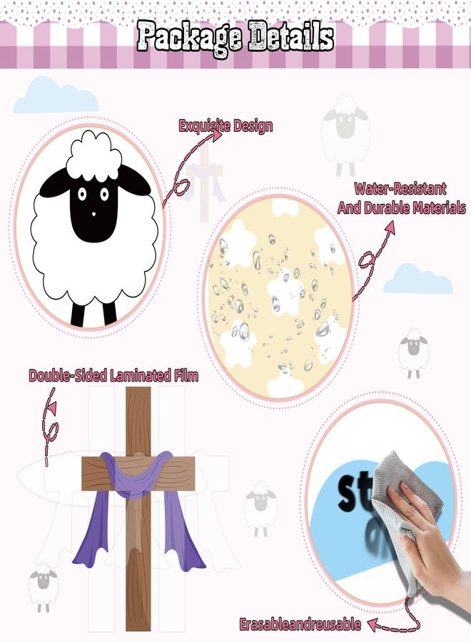 Polaxium Easter Bulletin Board Decorations Christian Religious Classroom Bulletin Board Set Christian Sheep Cross We are The Sheep of His Pasture Cutouts for Spring School Sunday Home Church Wall Door - Image 4