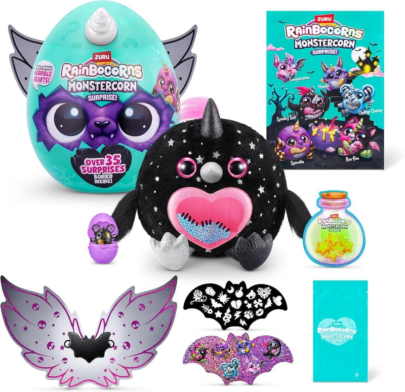 Rainbocorns Monstercorn Surprise Raven - Unboxing Soft Toy with 35 Surprises and Wearable Accessories - Image 1