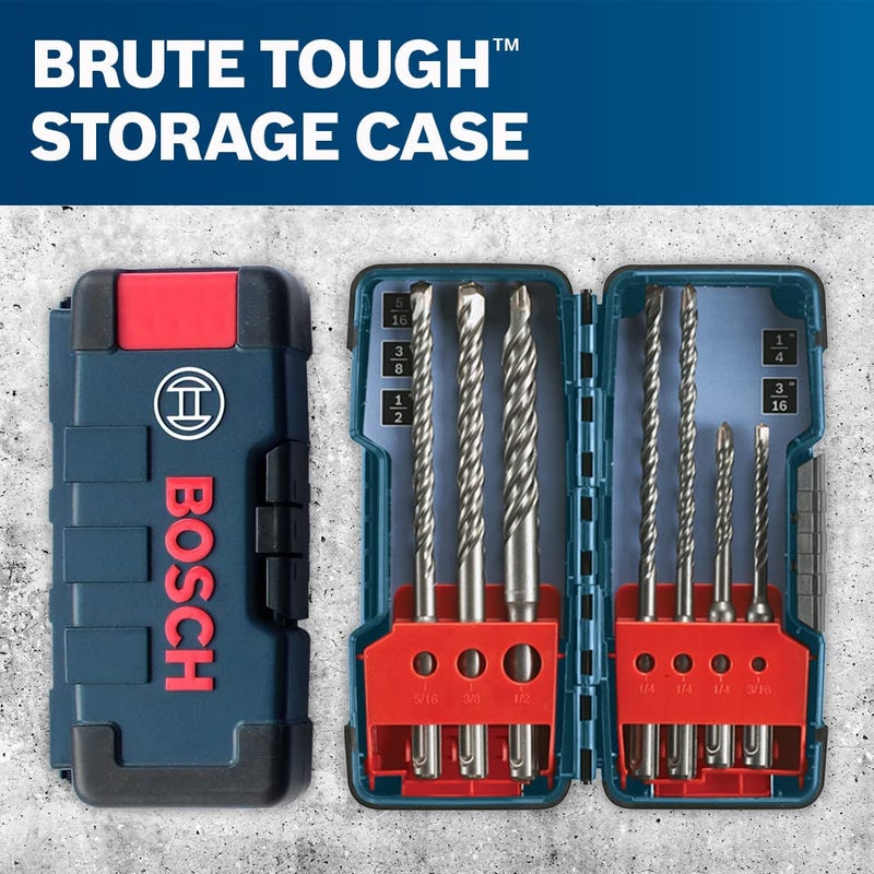 BOSCH BOSCH HCK001 7 Piece Carbide-Tipped SDS-Plus Rotary Hammer Drill Bit Set with Storage Case  - Image 4