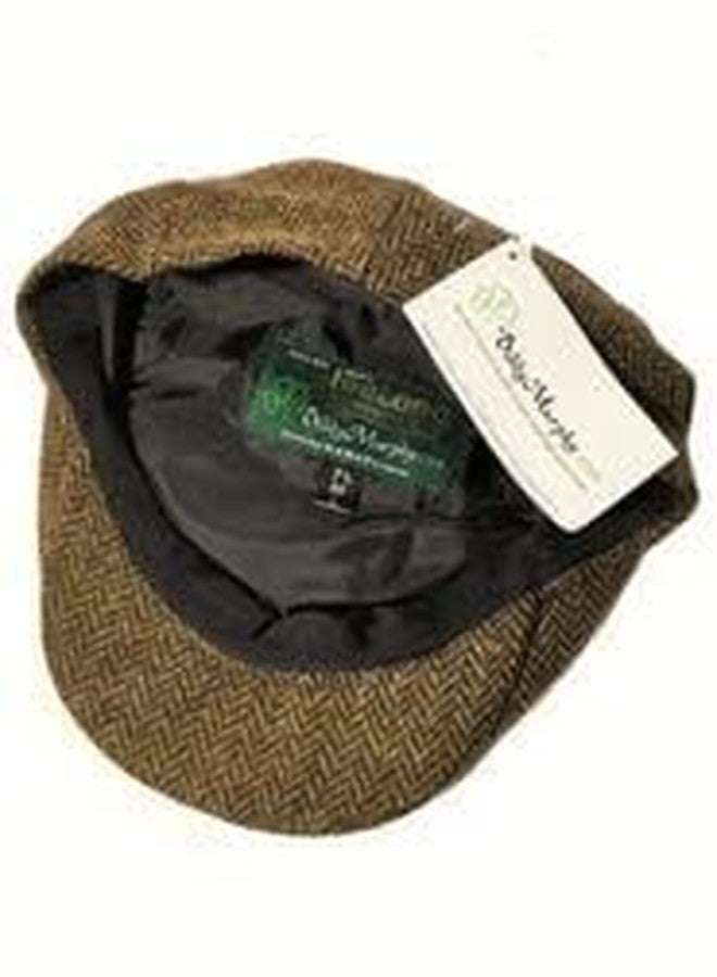 Biddy Murphy John Hanly Newsboy Cap 100% Wool 8 Piece Brown Herringbone Blinder Hat Made in Ireland Small - Image 5