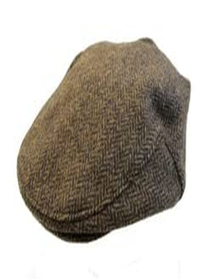 Biddy Murphy John Hanly Newsboy Cap 100% Wool 8 Piece Brown Herringbone Blinder Hat Made in Ireland Small - Image 4