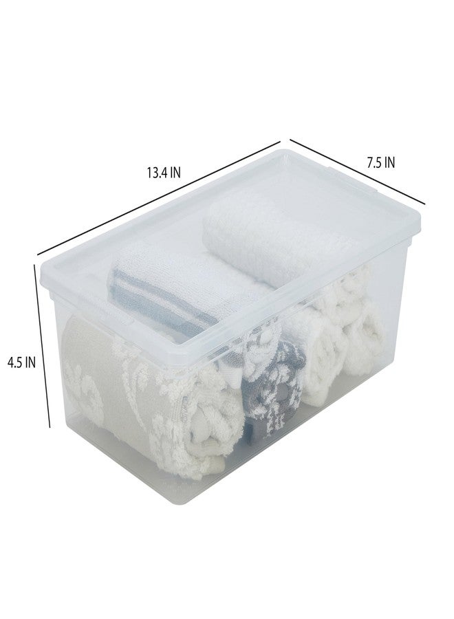 Simplify Storage Bins with Lids | Dimensions: 13.23"x 7.5"x 4.5" |6 Pack| Stackable | Nestable Bins | Great for Clothing | Books | Household Items | Shoes | Home Organization | Clear. - Image 3