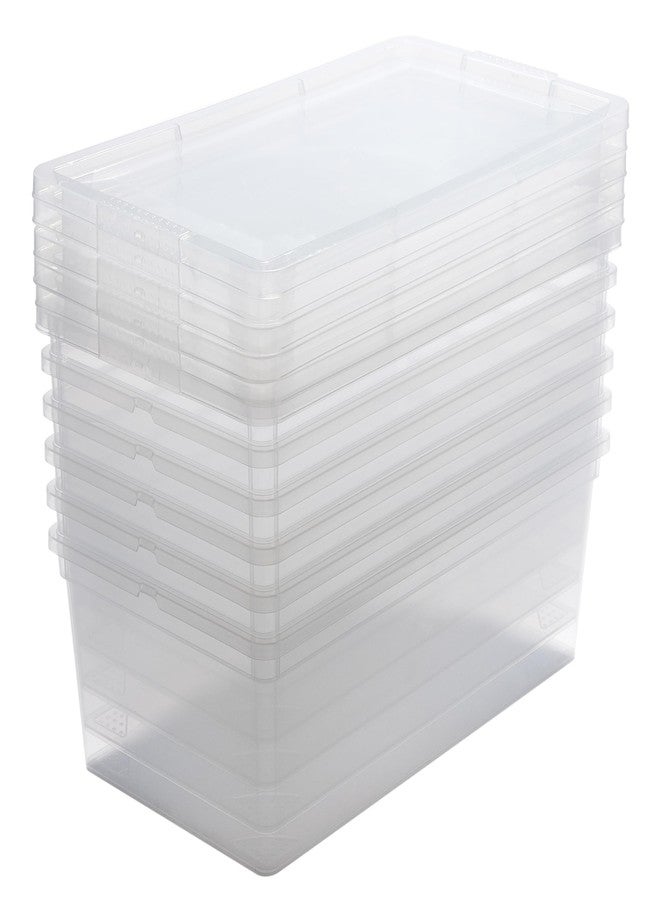 Simplify Storage Bins with Lids | Dimensions: 13.23"x 7.5"x 4.5" |6 Pack| Stackable | Nestable Bins | Great for Clothing | Books | Household Items | Shoes | Home Organization | Clear. - Image 1