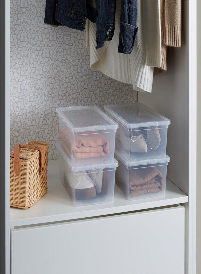 Simplify Storage Bins with Lids | Dimensions: 13.23"x 7.5"x 4.5" |6 Pack| Stackable | Nestable Bins | Great for Clothing | Books | Household Items | Shoes | Home Organization | Clear. - Image 4