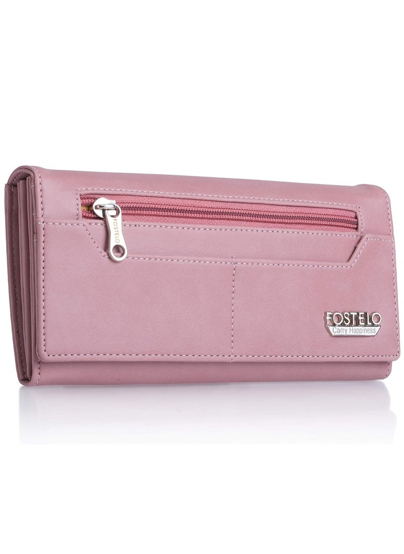 Fostelo Women's Satin Versatile Two Fold Wallet (Light Pink)  - Image 2