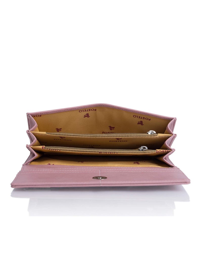 Fostelo Women's Satin Versatile Two Fold Wallet (Light Pink)  - Image 5