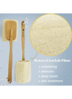 Bleu Bath (1 Pack) Exfoliating Loofah Back Brush In 100% Natural And Organic Luffa Loofa With Long Wooden Handle Fixed Scrubber Brush For Men And Women Or Even Sensitive Skin  - Image 4