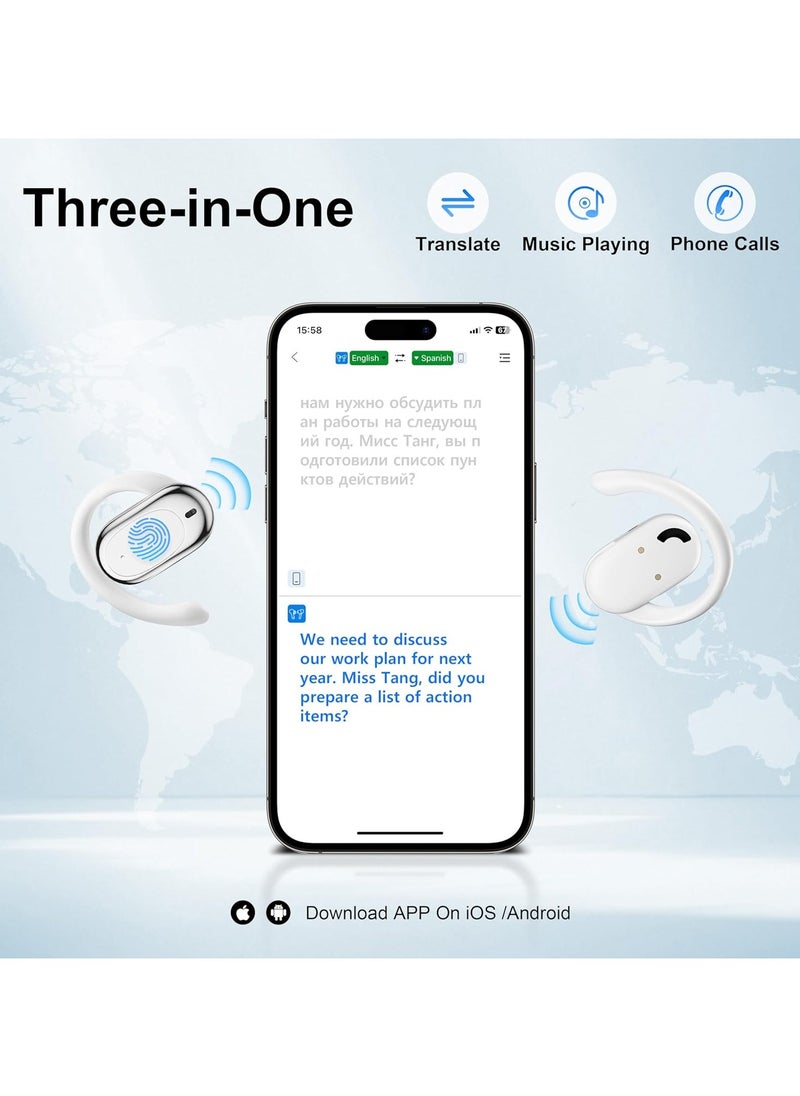 lekikpo AI Translator Earbuds, Language Translator Earphone 3-in-1 Real-Time Translation Device TWS 144 Languages & 8 Offline iOS & Android Perfect (White)  - Image 2