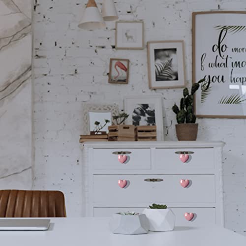 Perphin Ceramic Drawer Knobs Heart Shape Cabinet Dresser Pulls Handles with 3 Sized Screws, Kitchen Furniture Knobs for Closet Cupboard Wardrobe (20, Pink) - Image 3