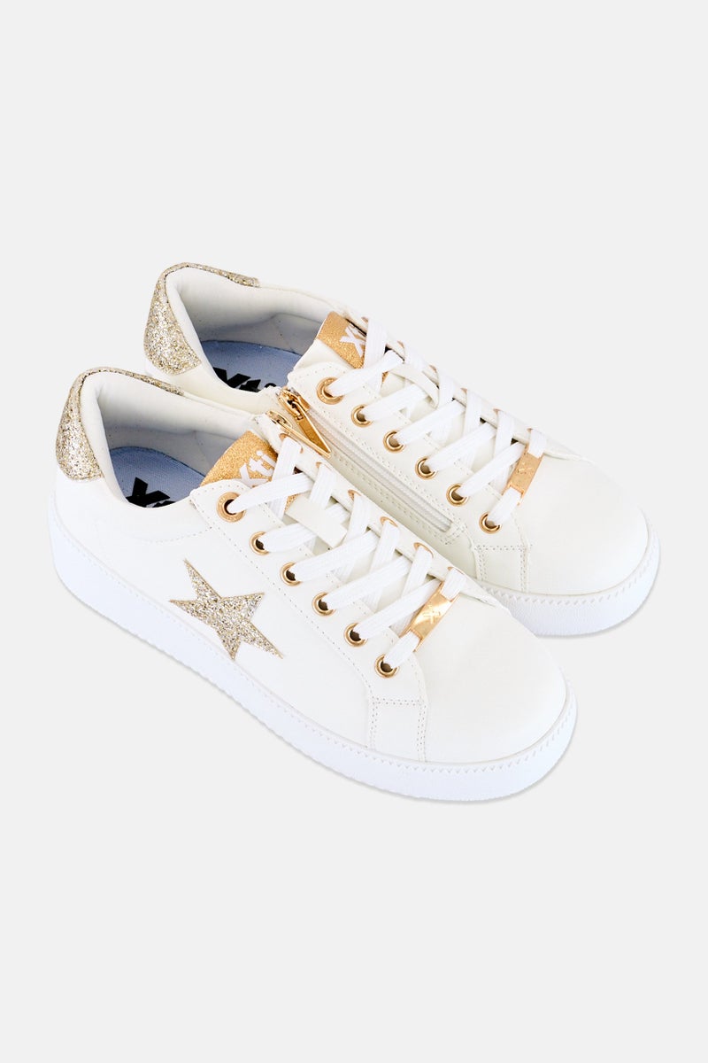 Xti Kids Girl Brand Logo Lace Up Casual Shoes, White - Image 2