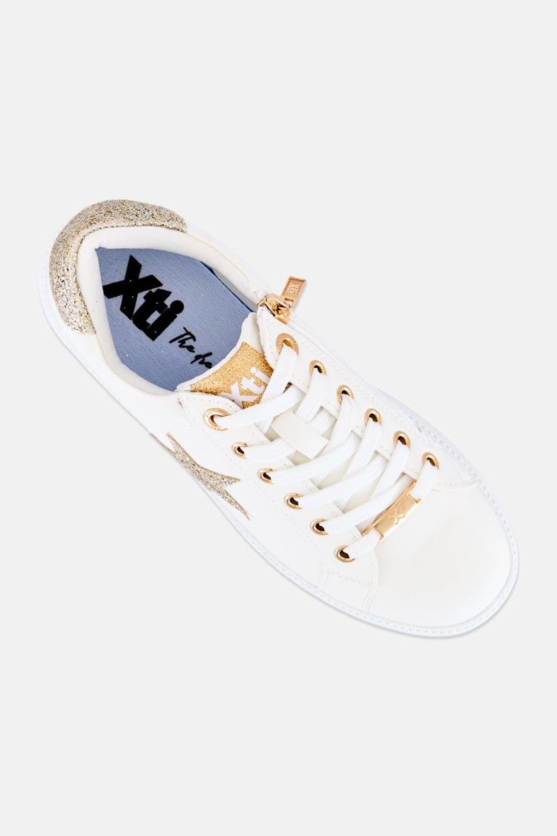 Xti Kids Girl Brand Logo Lace Up Casual Shoes, White - Image 3