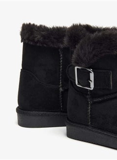Flora Bella By Shoexpress Girls Plush Detail Slip-On High Cut Boots  - Image 5