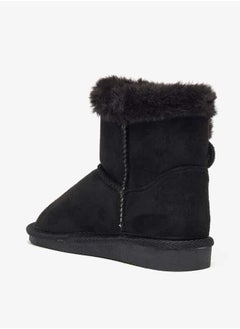 Flora Bella By Shoexpress Girls Plush Detail Slip-On High Cut Boots  - Image 2