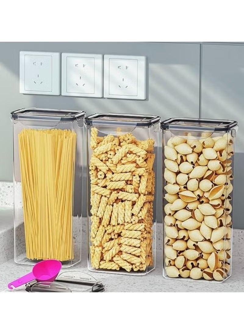 عبوة من 4 حاويات محكمة الغلق لتخزين الطعام - منظمات مطبخ بلاستيكية خالية من مادة BPA مع أغطية مانعة للتسرب وملصقات وإغلاق سريع للأطعمة الجافة/الرطبة والحبوب والوجبات الخفيفة وتحضير الوجبات - Image 5
