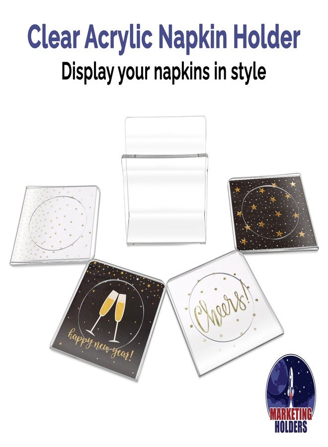 Marketing Holders Napkin Holder U Shaped Flared Caddy with Cocktail Napkin Coasters 5 Pieces Clear Acrylic Upright Home or Restaurant Use Tabletop Napkins Stand by Marketing Holders - Image 5