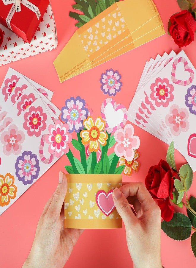 Yewfold 24Pcs Valentine's Day Craft Kit, Valentine's Day Pink DIY Flower Pot Craft Make Your Own 3D Teacher Appreciation Thankful Love Gift Set Home Fun Activities (Flower) - Image 5