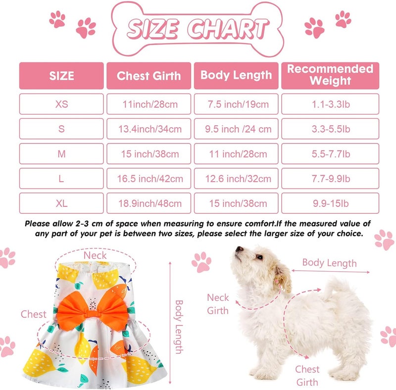 Saintrygo 5 Pieces Dog Dresses for Small Dogs Girls Floral Puppy Dresses Pet Dog Princess Bowknot Dress Cute Doggie Summer Outfits Dog Clothes for Yorkie Female Cat Small Pets, 5 Styles(Medium) - Image 2