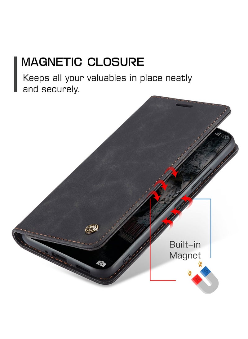 كيس مي غطاء Xiaomi 14T، غطاء Flip حماية كاملة ضد الصدمات مع امتصاص مغناطيسي، غطاء PU الجلدي مع حامل مخفي وحافظة محفظة - Image 3