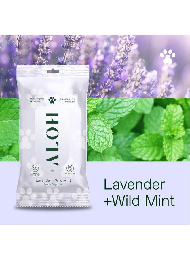 alo Al?H Hypoallergenic | AllNatural | MultiPurpose Pet Wipes. Lavender + Wild Mint 50Ct Wipes - Image 2