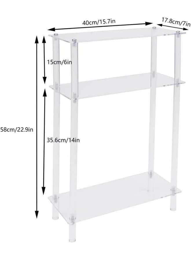 Horoof HomeÂ® Clear Acrylic 3-Tier Side Table â€“ Modern Rectangular Nightstand, Bedside End Table, Transparent Storage Shelf for Living Room, Bedroom - Image 3