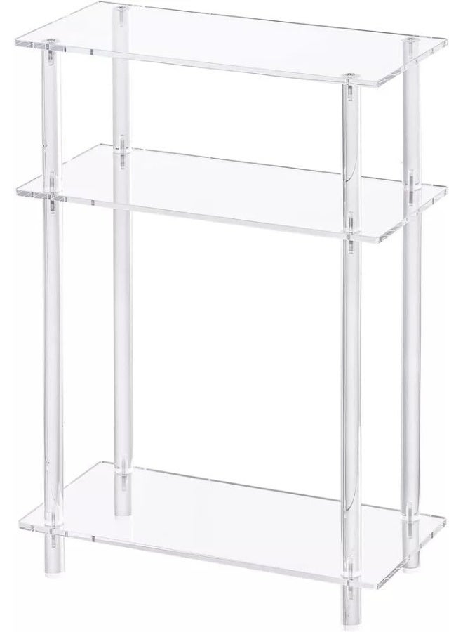 Horoof HomeÂ® Clear Acrylic 3-Tier Side Table â€“ Modern Rectangular Nightstand, Bedside End Table, Transparent Storage Shelf for Living Room, Bedroom - Image 1