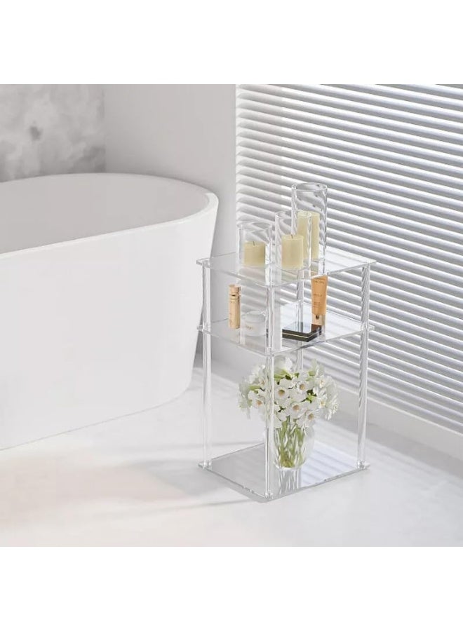 Horoof HomeÂ® Clear Acrylic 3-Tier Side Table â€“ Modern Rectangular Nightstand, Bedside End Table, Transparent Storage Shelf for Living Room, Bedroom - Image 5