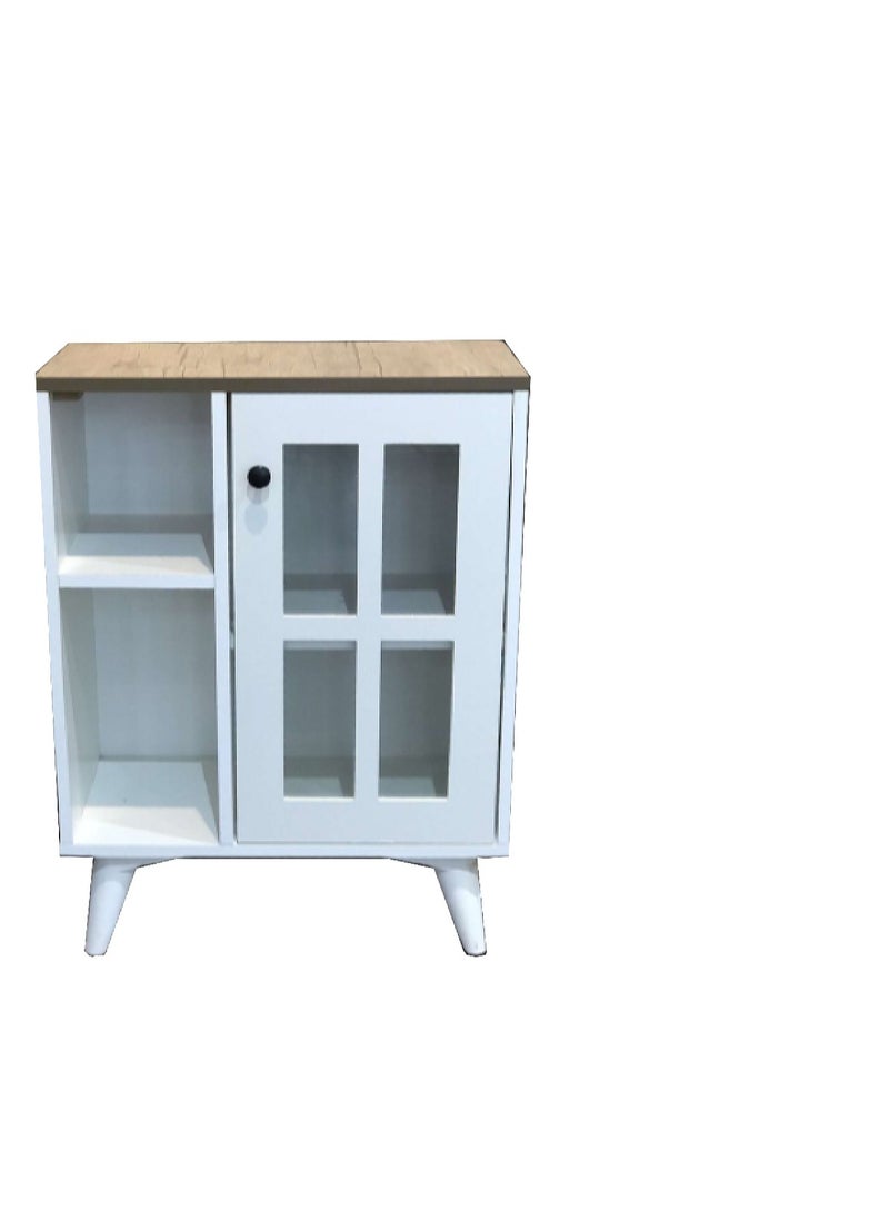 AGD Multipurpose Sideboard and Buffet Table for Kitchen and Living Room, Kitchen Dining Room Console Cabinet with Closed Cabinet and 2 Open Storage Shelves 58*30*77cm White  - Image 3