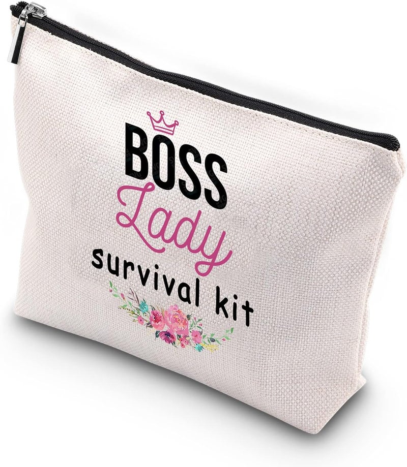 WCGXKO Boss Lady Survival Kit Zipper Pouch Makeup Bag Gift for Boss Women, National Bosses Day Gifts (Boss Lady Survival)