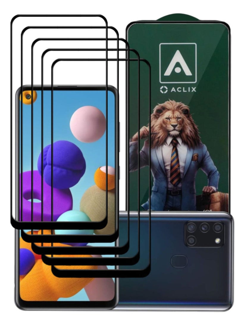 ACLIX 5 Pieces Antistatic ESD Dustproof Premium Quality High Definition Tempered Glass Screen Protector Designed For Samsung Galaxy A21s - Image 1
