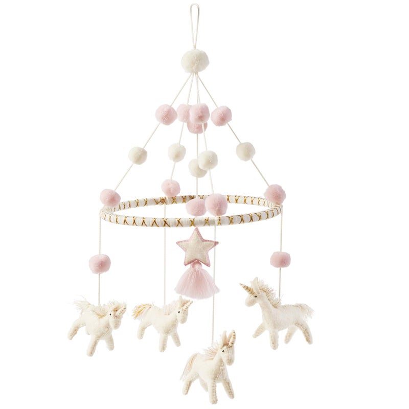 Mud Pie Nursery Baby Crib Mobile Unicorn Pink One Size