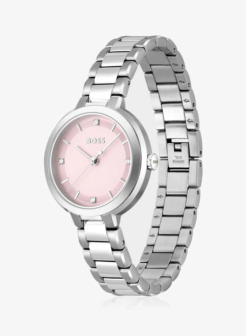 BOSS  3-Hand Sena Collection Quartz Movement Watch For Women With Silver Stainless Steel Bracelet - 1502757 for Women | Best Price UAE