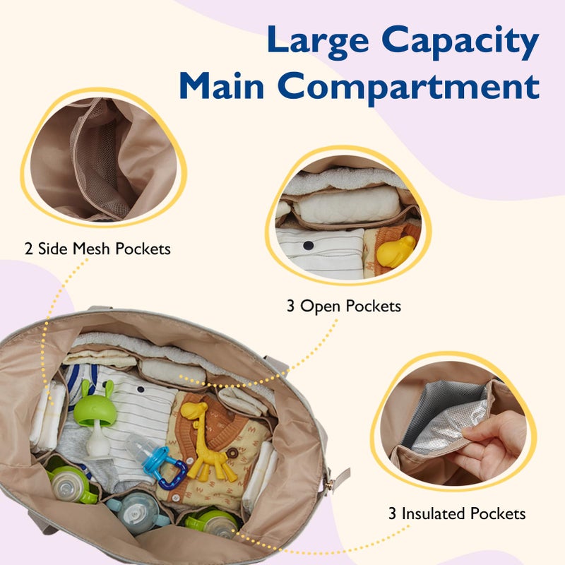 mommore Diaper Bag Tote, Large Capacity Travel Diaper bags, Hospital Bag for Labor Delivery, Baby Bag with Pacifier Case, Changing Pad - Image 3