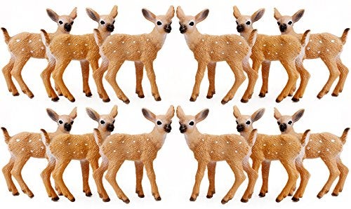 RESTCLOUD 12Pcs Deer Figurines Cake Toppers Deer Toys Figure Small Woodland Animals Set of 12 Fawn - Image 1
