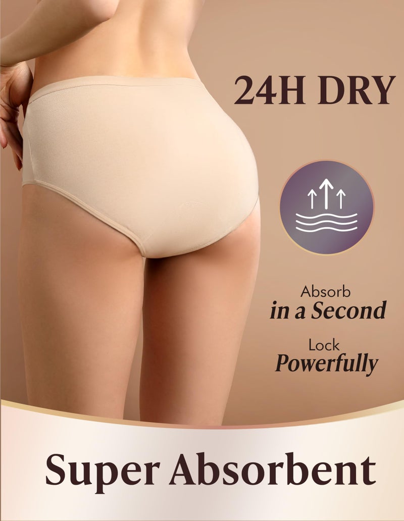 AIRCUTE Washable Adult Urine Incontinence Underwear for Women Leak Proof Absorbent Bladder Protective Panties (Large, 5 Pack) - Image 3