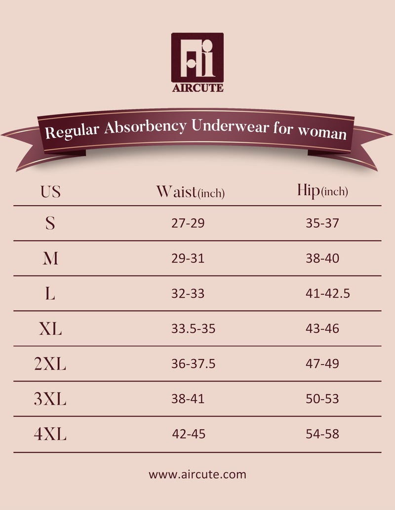 AIRCUTE Washable Adult Urine Incontinence Underwear for Women Leak Proof Absorbent Bladder Protective Panties (Large, 5 Pack) - Image 5