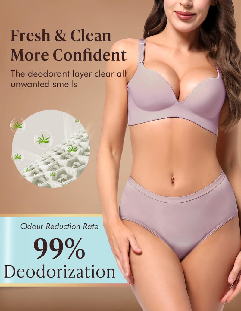 AIRCUTE Washable Adult Urine Incontinence Underwear for Women Leak Proof Absorbent Bladder Protective Panties (Large, 5 Pack) - Image 4