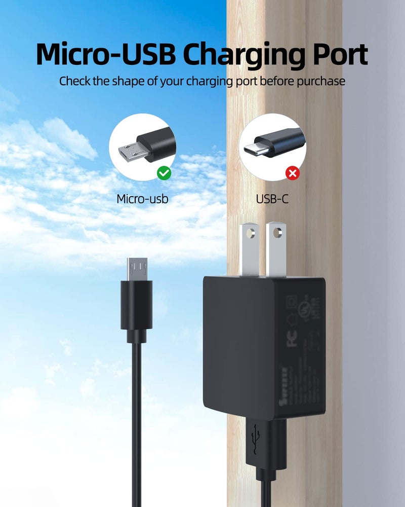 Superer UL Listed Micro USB Wall Charger Fit for Samsung Galaxy Tab A E,S,S2,3,4, 10.1" 7.0" 8.0" 8.4" 9.6" 9.7",SM-T580/P580/T800/T113/T520/T900/T320/T713 Tablet Power Supply Adapter Cord Data Cable - Image 2
