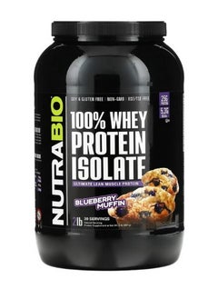 NutraBio 100% Whey Protein Isolate Blueberry Muffin 2 lb 907 g  - Image 1