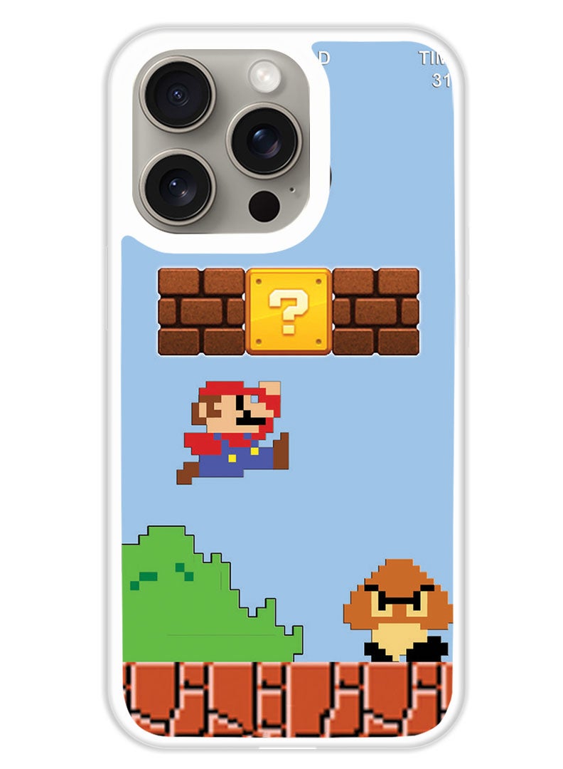 Theodor Protective Case Cover For APPLE IPHONE 15 Pro Max Mario (White Bumper) - Image 1