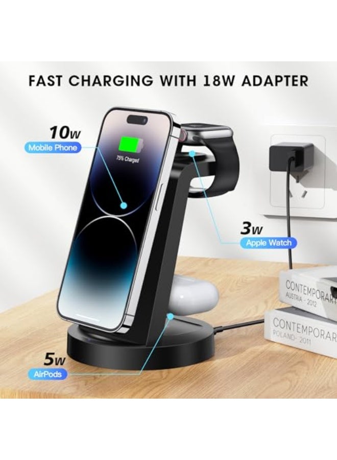 NIBEMINENT 3 in 1 Charging Station for iPhone, Wireless Charger for iPhone 16e 16 15 14 13 12 11 X Pro Max & Apple Watch - Wireless Charging Station for AirPods 4 3 Pro  - Image 4
