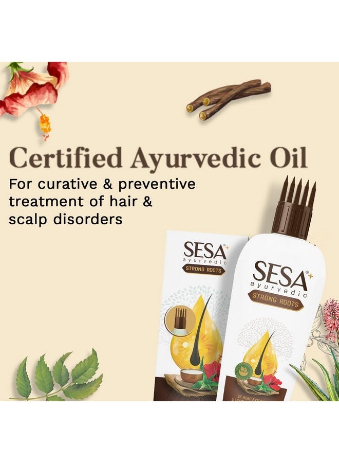 سيسا مجموعة العناية بالشعر الأيورفيدي Strong Roots مع زيت تقوية الشعر (200 مل) والشامبو والبلسم (200 مل) للرجال والنساء | خالية من البارابين - Image 4