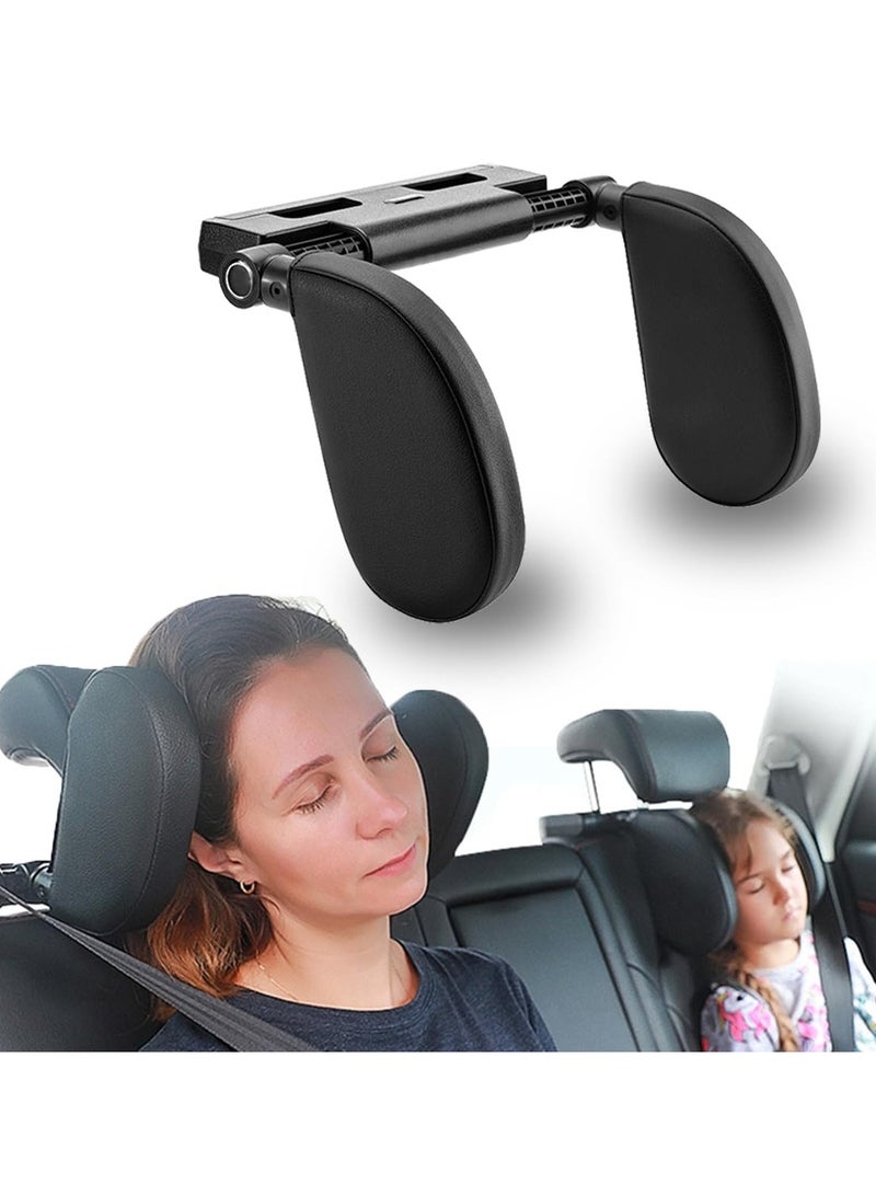 MIXDE Car Headrest Pillow Memory Foam Road Pal Headrest, 180 Adjustable Car Seat Head Neck Support Pillow, U-shaped Sleeping Travel PU Cushion Pillow Long Trip Rest Headrest Pillow for Toddler Kid Adult  - Image 1