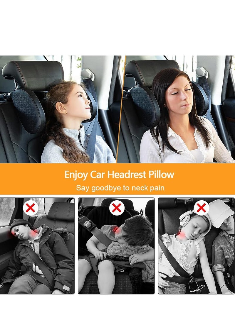 MIXDE Car Headrest Pillow Memory Foam Road Pal Headrest, 180 Adjustable Car Seat Head Neck Support Pillow, U-shaped Sleeping Travel PU Cushion Pillow Long Trip Rest Headrest Pillow for Toddler Kid Adult  - Image 2