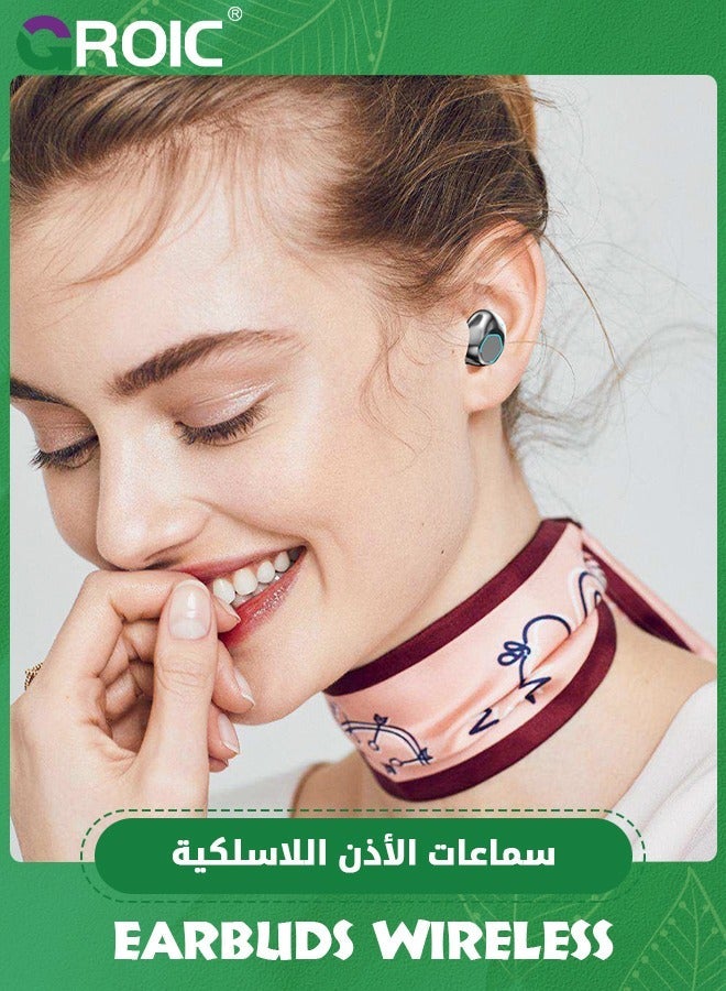 جرويك سماعات أذن لاسلكية بتقنية البلوتوث، سماعة البلوتوث 5.3 في الأذن، شاشة LED، طاقة عالية الدقة، تقليل الضوضاء، تأخير منخفض للرياضة - Image 5